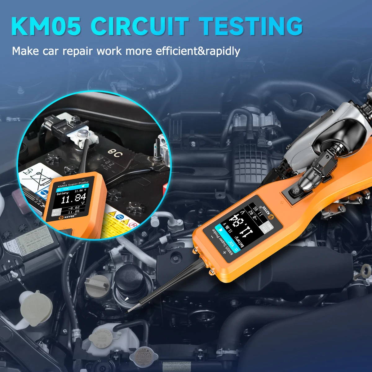 Power Tools Inspection - ชุดทดสอบวงจรไฟรถยนต์ KZYEE KM05 24V 12V เครื่องมือตรวจสอบแรงดันไฟฟ้าและกำลังไฟรถยนต์