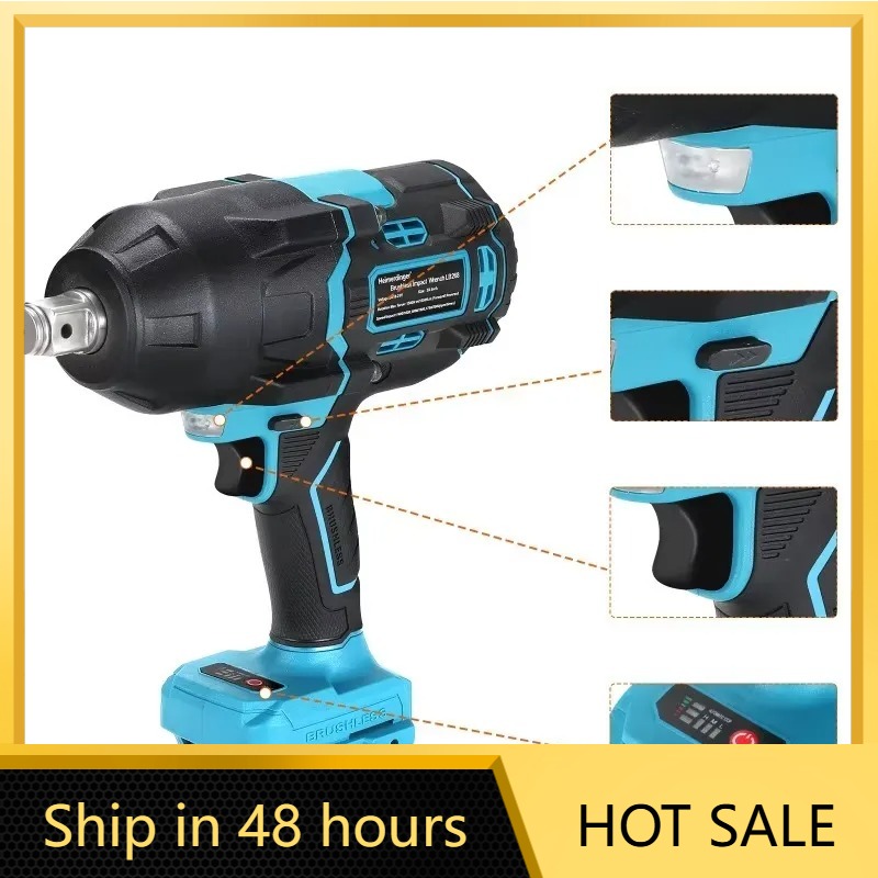 Power Tools Impact - เฮมเมอร์ดิงเกอร์ 1600N ประแจกระแทกไร้สายแบบไร้แปรงถ่าน รุ่น LB268, เครื่องมือไฟฟ้าไร้สายพร้อมไฟ