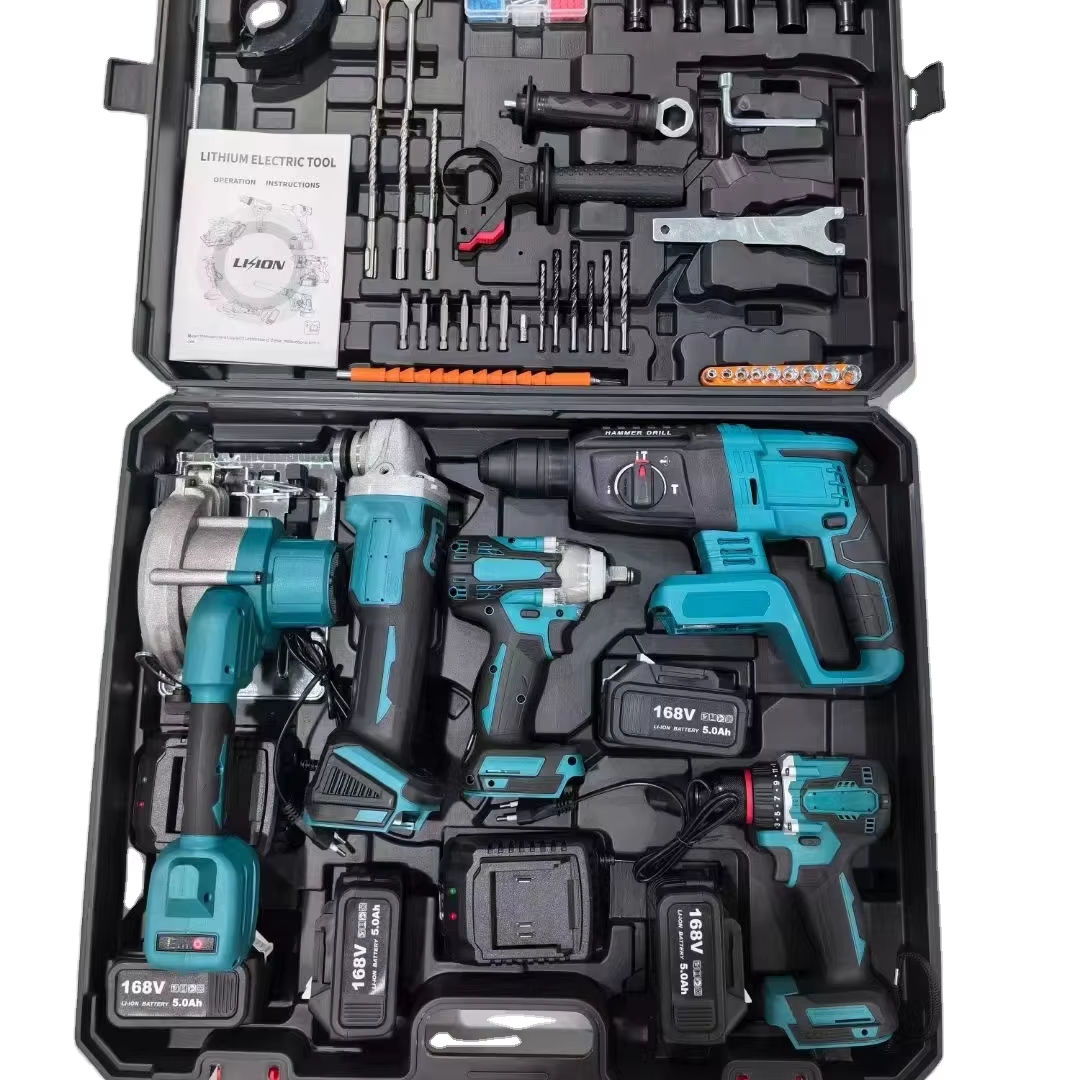 Power Tools Combo Kits - ชุดเครื่องมือไร้สายแบตเตอรี่ Li-Ion ขายดีที่สุด / ชุดเครื่องมือคอมโบ ประกอบด้วยสว่านกระแทกไฟฟ้าและประแจไฟฟ้า