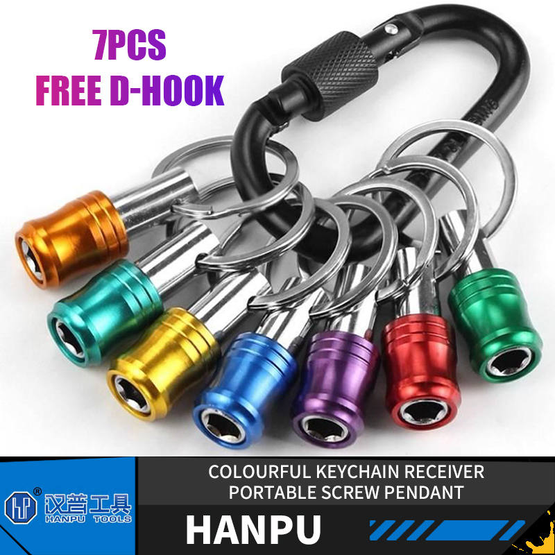 Power Tools You Must Have - Hanpu ชุดเครื่องรับพวงกุญแจหลากสีจี้สกรูแบบพกพา7ชิ้นอุปกรณ์เครื่องมือไฟฟ้าที่ต้องมี