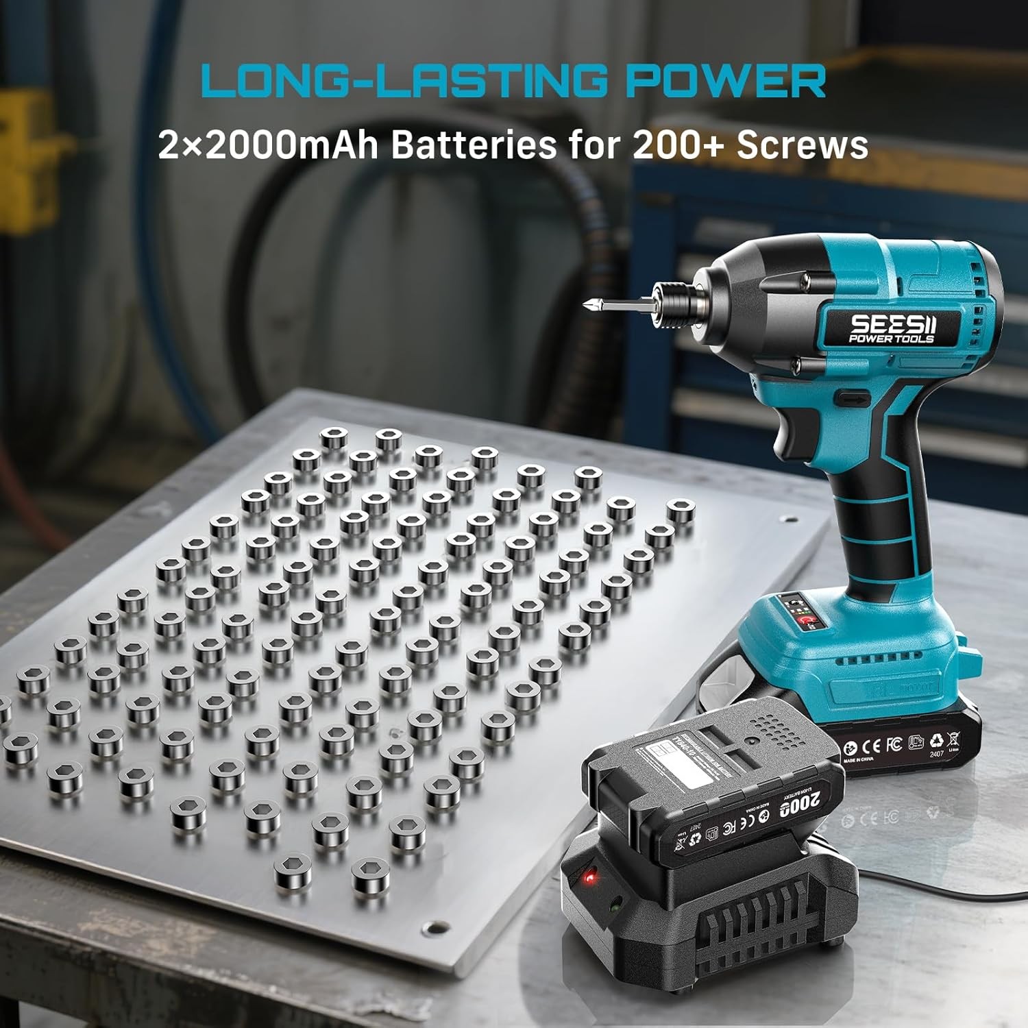 Power Tools Aeg - ไขควงไฟฟ้า Seesii 180N.m สว่านกระแทกไร้สายแบบไร้แปรงถ่าน ชุดไขควงกระแทกไฟฟ้าสำหรับ Makita