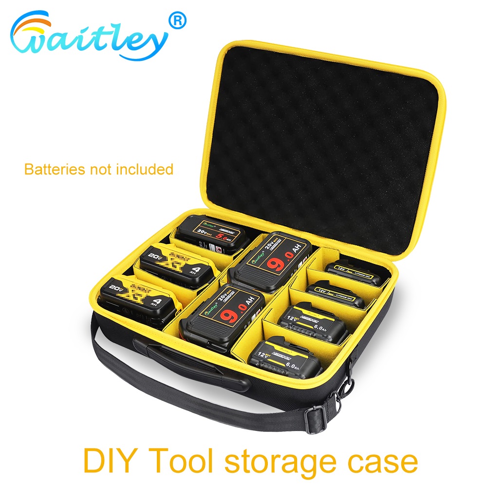 Power Tools Store - Waitley แบบพกพาเครื่องมือไฟฟ้ากล่องเก็บแบตเตอรี่กล่องอุปกรณ์เสริมกันน้ําสําหรับ DEWALT ect ร้านขายแบตเตอรี่พกพาสามารถพาร์ทิชัน