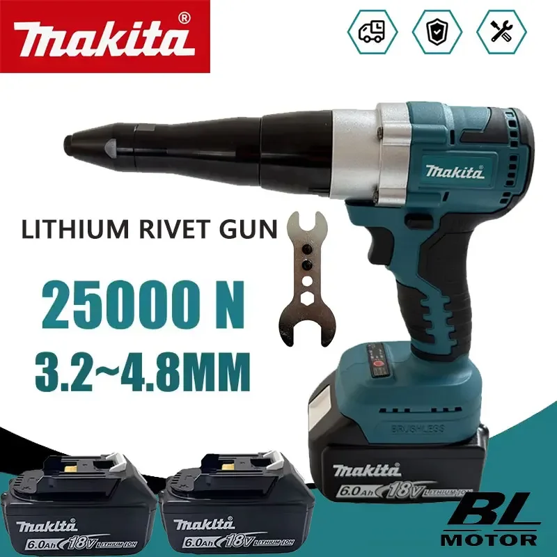 Power Tools Aeg - ปืนยิงรีเวทไร้สาย Makita 25000N Brushless ขนาด 3.2-4.8