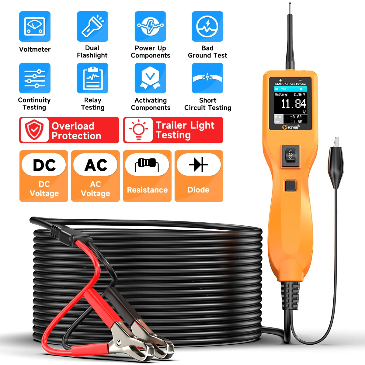 ชุดทดสอบวงจรไฟรถยนต์ KZYEE KM0 - Power Tools Inspection บทวิจารณ์และราคา