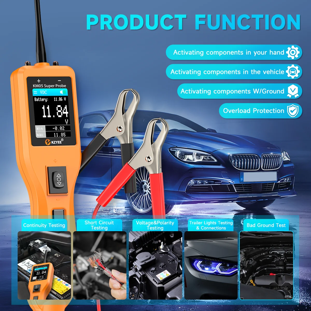 ชุดทดสอบวงจรไฟรถยนต์ KZYEE KM0 - Power Tools Inspection บทวิจารณ์และราคา