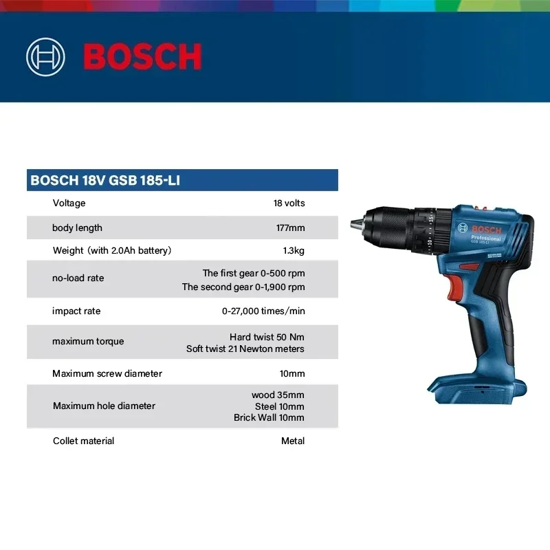 บ๊อช GSB 185-LI 18V สว่านกระแท - Power Tools Impact บทวิจารณ์และราคา